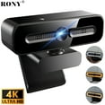 thumbnail image 1 of RONY 4K Autofocus Webcam with Ring Light, Plug & Play Computer Camera with Microphone for PC Laptop Video Streaming, Black, 1 of 11