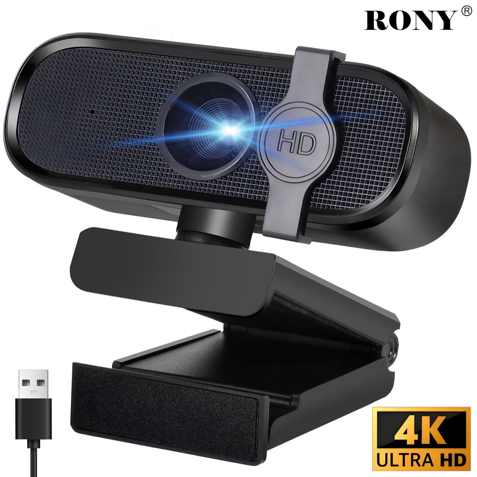 RONY, 4K UHD Webcam, with Microphone, Plug and Play for PC and Laptop ...