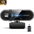thumbnail image 1 of RONY 4K Webcam with 2 Microphones for Laptop, Autofocus Webcam with Noise-cancelling, Conference Streaming PC USB Webcam, Black, 1 of 10