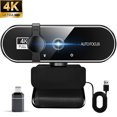 thumbnail image 1 of RONY 4K Webcam with 2 Microphones for Laptop, Autofocus Webcam with Noise-cancelling, Conference Streaming PC USB Webcam, Black, 1 of 10