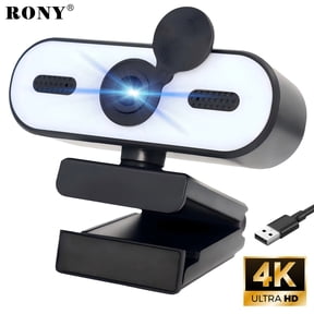 RONY 4K Webcam with Dual Mics, Video Streaming Camera with Ring Light for Windows 11/10/8/7, Vista/7/8/10, Mac, Android, Linux