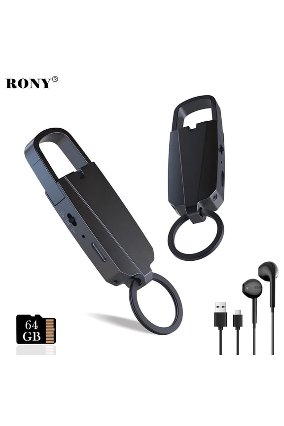 64GB Digital Voice Recorder with Playback - 760 Hours Keychain Voice Activated Recorder - Noise Reduction Audio Recording Device for Lectures Meetings Music