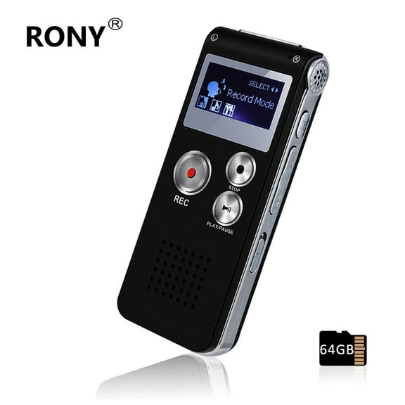 RONY 64GB Digital Voice Recorder with Playback A-B Repeat, Portable Voice Activated Recording Device for Lectures, Meetings, Interviews, Black