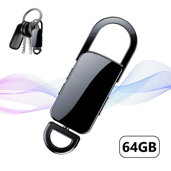 RONY 64GB Portable Keychain Voice Activated Recorder - One-key Start Recording Device with Noise Reduction - Long Battery Life Dictaphone Music Player with USB Included