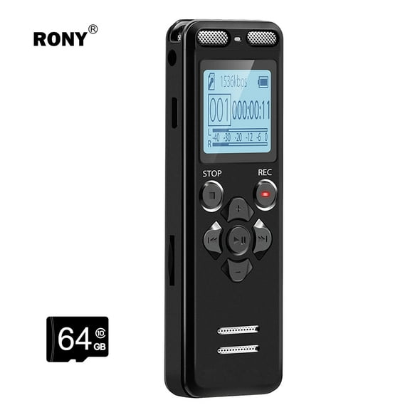 RONY 72GB Digital Voice Recorder: 5220 Hours Voice Activated Recording Device for Lectures Meetings with Playback, Password, MP3 Player, Line-in USB Cable Included