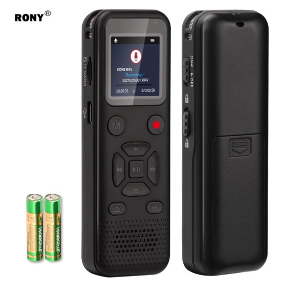 RONY 8GB Digital Voice Activated Recorder: Portable Tape Recorder with Playback Audio Recording Device for Lectures Meetings
