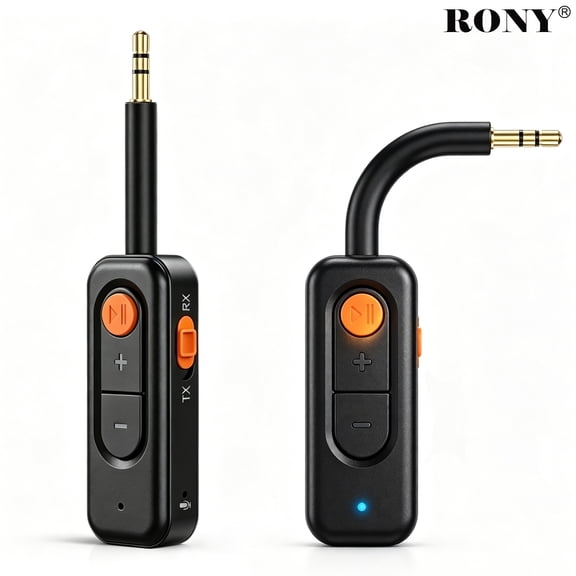 RONY Bluetooth 5.4 Transmitter Receiver 2-in-1 Wireless Bluetooth Adapter: 3.5mm Aux Bluetooth Audio Adapter for TV Airplane Speaker Car Headphone