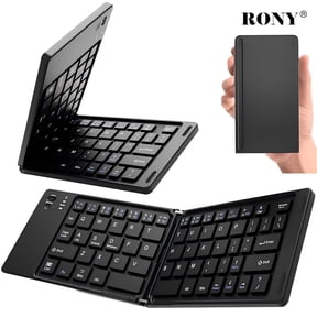 RONY Foldable Wireless Bluetooth Keyboard: Rechargeable Portable Travel Keyboard Compatible with Android, Windows, Laptop, Tablet & Smartphone