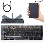 RONY Foldable Bluetooth Keyboard, Ultra-Slim Portable Wireless Travel Keyboard Compatible with iPad Android Phone Laptop Mac Desktop