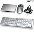 thumbnail image 1 of RONY Foldable Wireless Bluetooth Keyboard & Mouse Combo: Rechargeable Portable Travel Keyboard for Phone Laptop Mac Desktop (Silver), 1 of 15