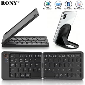 RONY Foldable Wireless Bluetooth Keyboard: Portable Folding Travel Keyboard for iPhone iPad Mac Android Windows iOS (Black)