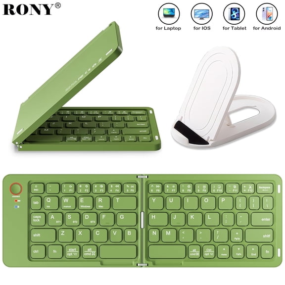 RONY Foldable Wireless Bluetooth Keyboard: Portable Folding Travel Keyboard for iPhone iPad Mac Android Windows iOS (Green)