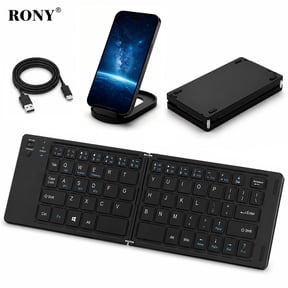 RONY Foldable Wireless Bluetooth Keyboard, Portable Mini Travel Keyboard for Laptop Tablet Smartphone Android Windows iOS, Black