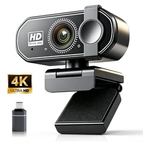 RONY HD PC Webcam with PDAF Autofocus, 120 FOV & Built-in Microphones, Plug & Play USB Webcam with Auto Light Correction for Conference Video Call Meeting Live Stream, Black