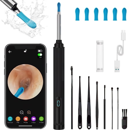 RONY IP67 Waterproof Wireless Ear Wax Removal Kit with Camera Compatible with iPhone, iPad, Android