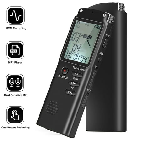 RONY Mini Digital Voice Recorder with A-B Repeat - Rechargeable One-key Start Voice Activated Recording Device with Playback Noise Reduction USB Cable for Meeting Music Concert Lecture Interview