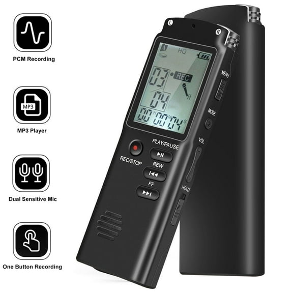 RONY Mini Digital Voice Recorder with A-B Repeat - Rechargeable One-key Start Voice Activated Recording Device with Playback NoiseReduction USB Cable for Meeting Music Concert Lecture Interview