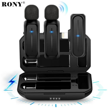RONY Plug-Play Wireless Lavalier Microphone for iPhone iPad, Noise-Cancelling Mini Lapel Mics with the Charging Case