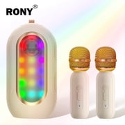 RONY Singing Karaoke Machine with 2 Wireless Microphones, Portable Karaoke Machine for Adults Kids, Bluetooth 5.3 Speaker with LED Lights Rich Bass Sound