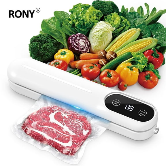RONY Vacuum Sealing Machine with 10 Bags, 62Kpa Powerful Vacuum Sealer for Food, One-click Sealing Machine with Dry Moist Food Mode