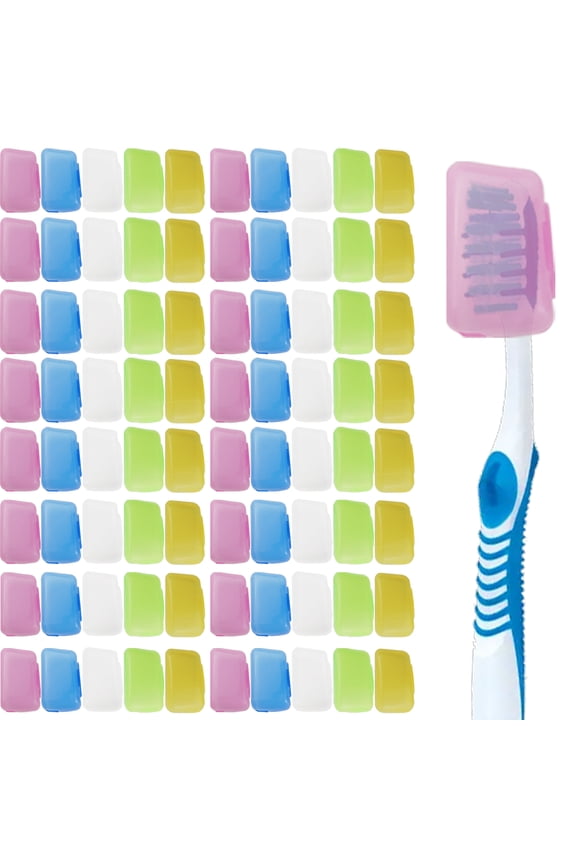 100PCS Portable Toothbrush Containers Travel Toothbrush Cap Cover Tooth Brush Caps Convenient for Travel, Home, Office and Hotel Use