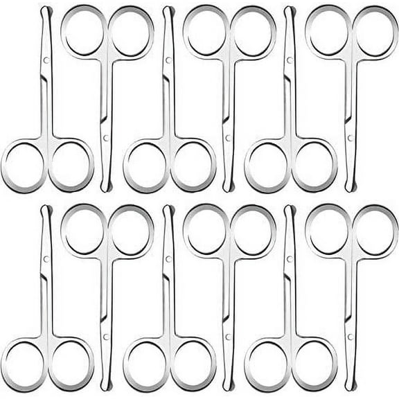 RONYOUNG 12PCS Facial Hair Scissors for Men Beard Trimming Scissors Small Round Tip Nose Hair Scissors Straight and Round Tip Scissors for Beard Mustache Nose Hair Eyebrow Trimming