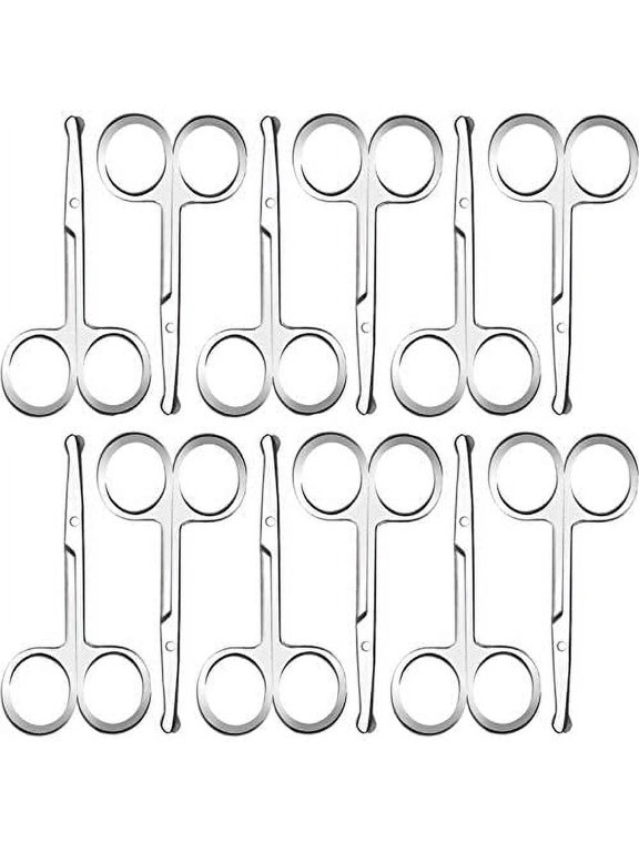 12PCS Facial Hair Scissors for Men Beard Trimming Scissors Small Round Tip Nose Hair Scissors Straight and Round Tip Scissors for Beard Mustache Nose Hair Eyebrow Trimming