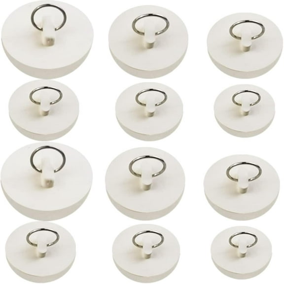 RONYOUNG 12PCS Rubber Sink Stopper, Drain Stopper Bath Tub Stopper with Pull Ring, Kitchen Drain Plug Sink Plug, Bathroom Bath Plugs, 6 Sizes