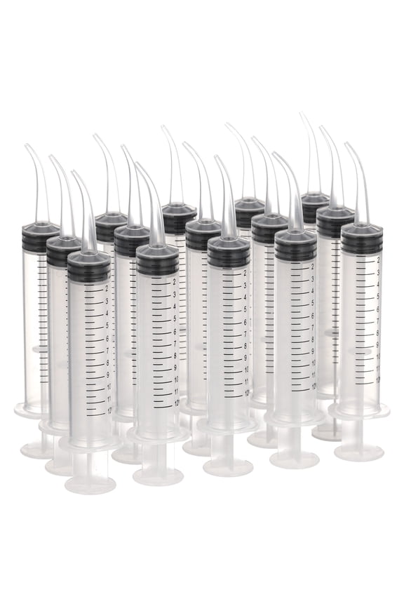15PCS 12ml/cc Dental Syringe with Curved Tip & Measurement Disposable Graduated Dental Irrigation Syringe for Oral Dental Care, Tonsil Stones Removing, Lab, Feed Small Pet