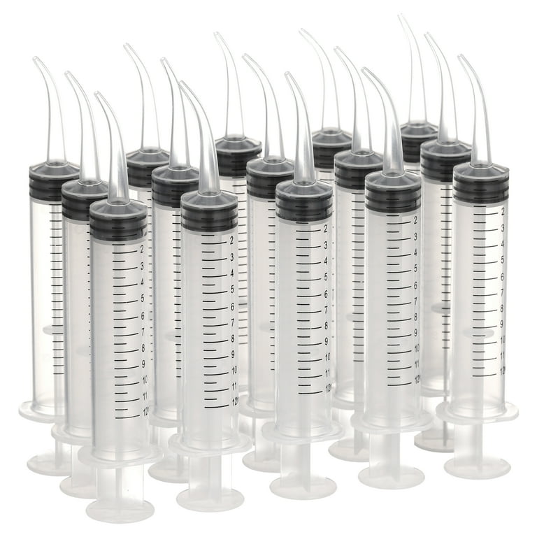 RONYOUNG 15PCS 12ml/cc Dental Syringe with Curved Tip 