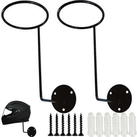 RONYOUNG 2 Pack Helmet Holder , Metal Stand Wall Mounted Hanger Rack for Jacket, Hats, Multifunctional Helmet Rack, Motorcycle Accessories