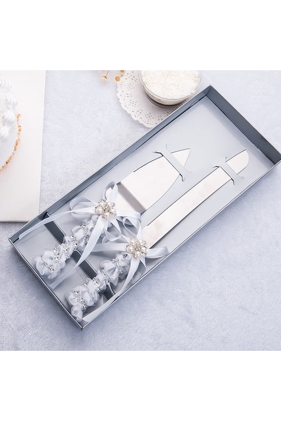 2-Piece Stainless Steel Cake Serving Set with Lace-Wrapped Acrylic Handles