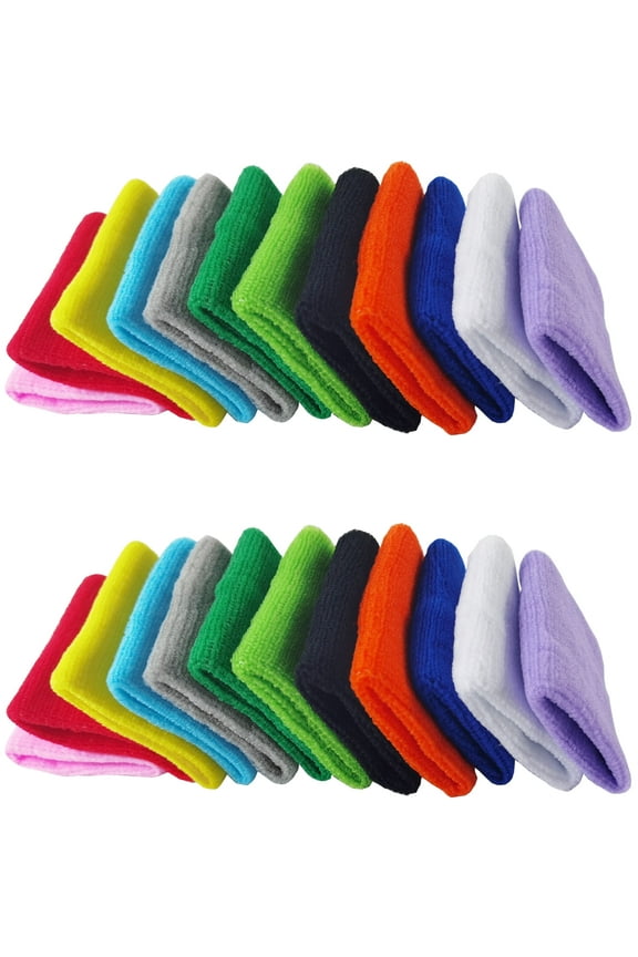 24PCS Colorful Sports Wristbands Cotton Sweatband Wristbands Wrist Sweatbands Wrist Sweat Bands for for Men and Women, Good for Tennis, Basketball, Running, Gym, Working Out