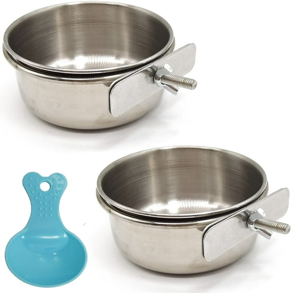 RONYOUNG-2PCS-Bird-Feeding-Dish-Cups-Spoon-Parrot-Food-Bowl-Clamp-Holder-Stainless-Steel-Coop-Cup-Cage-Water-Parakeet-African-Greys-Conure-Cockatiels