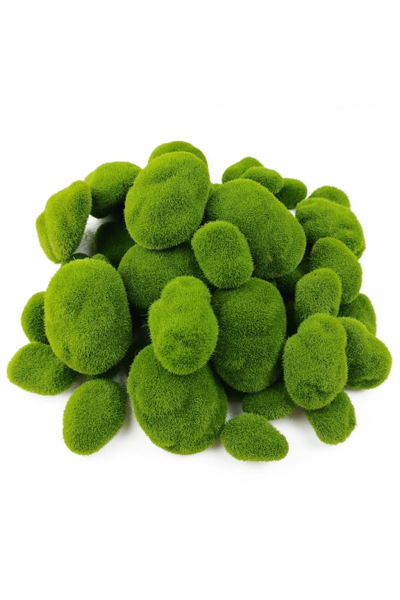30PCS 3 Size Artificial Moss Rocks Decorative, Green Moss Balls ,Moss Stones, Green Moss Covered Stones, Fake Moss Decor for Floral Arrangements, Fairy Gardens and Crafting