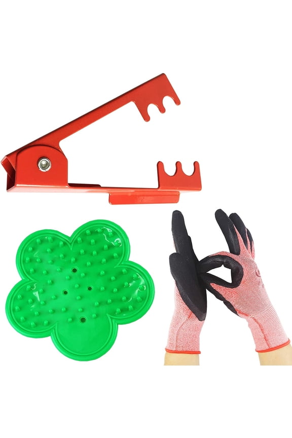 3PCS Professional Rose Leaf Thorn Stripper Kit Stripping Tool Thorn Remover for Roses & Garden Glove (2 kinds of rose leaf thorn strippers+1 pair glove)