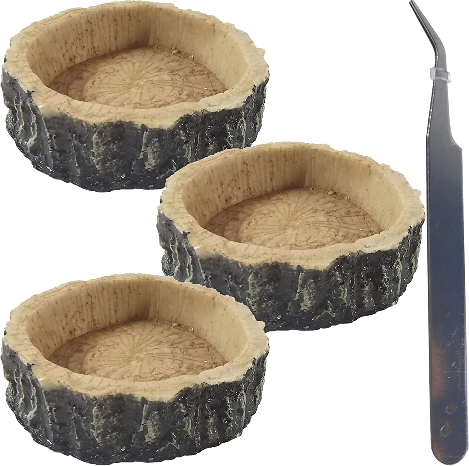 2 Pack Ceramic Reptile Food Bowls - Small Worm Dish For Lizards, Turtles, Bearded Dragons, Snakes & More - Anti-Escape Design