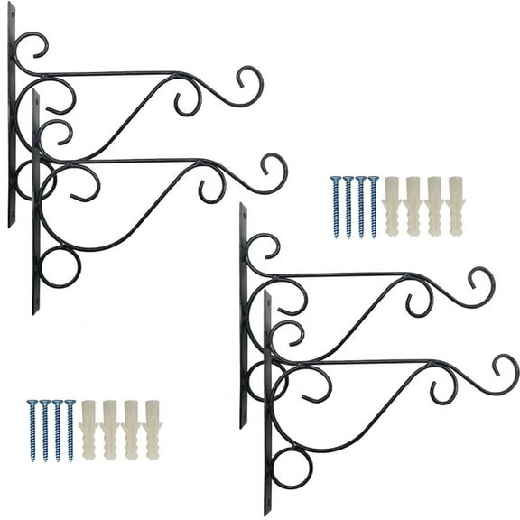 RONYOUNG 4PCS Metal Plant Bracket Iron Wall Mount Lanterns Hangers for Hanging Bird Feeders, Lanterns, Wind Chimes, Planters, Outdoor Decoration Hooks