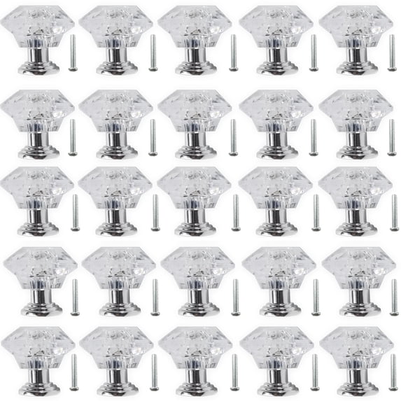 RONYOUNG, Diamond Cabinet Knob Acrylic 24 Piece