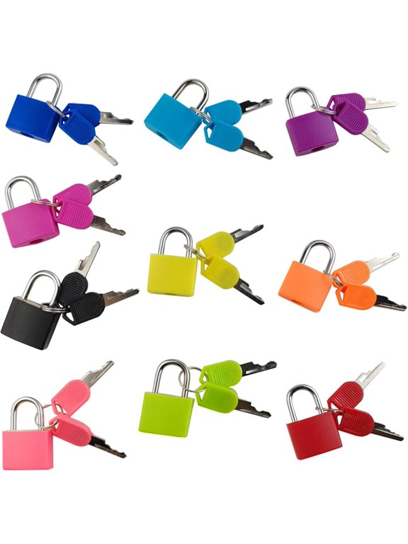 Padlock 1.3in (33mm) Width, 0.43in Shackle Length, Copper ABS Mini Keyed Padlock, 10 Piece