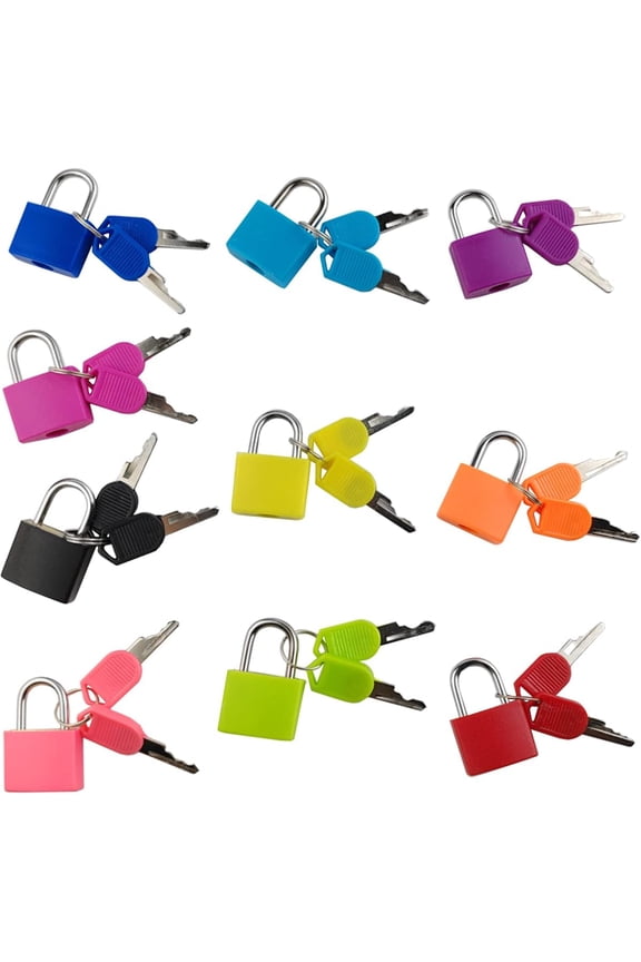 Padlock 1.3in (33mm) Width, 0.43in Shackle Length, Copper ABS Mini Keyed Padlock, 10 Piece