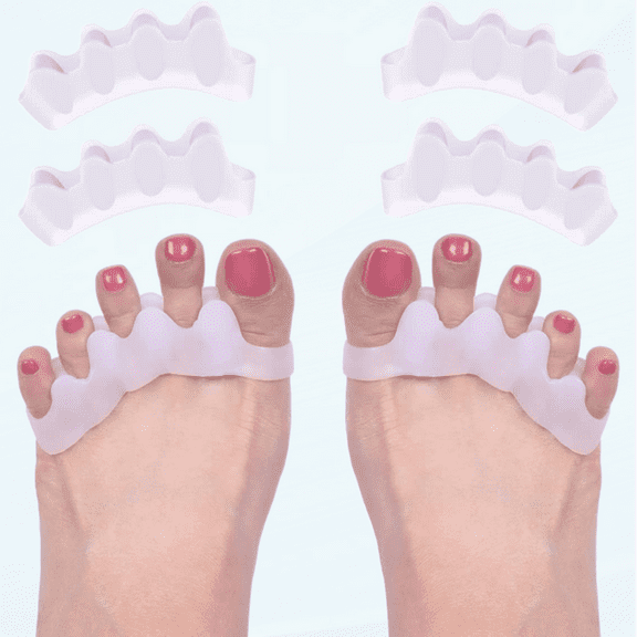 ROOCKE Gel Toe Separator (4 PCS),Toe Spacers for Feet Women Men Correct Toes Bunion Corrector Toe Separators for Overlapping Toes (White)
