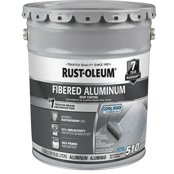 Rust-Oleum 510 Series Fibered Aluminum Roof Coating - Washable Matte Gray - 4.75 Gallon