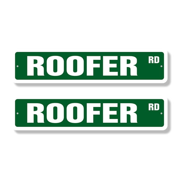 ROOFER Classic Street Sign (2 Pack) roofing roof company shingles repair Road Sign | 6" X 24" Plastic Address Sign