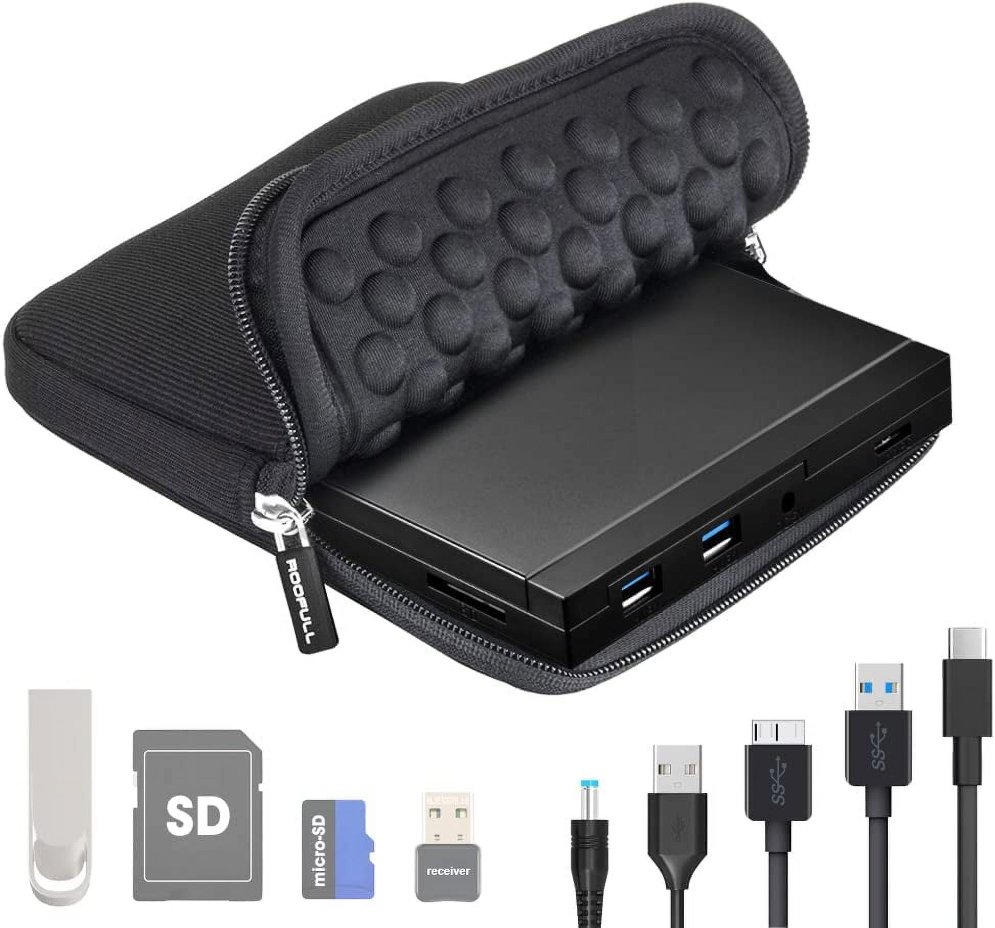 ROOFULL External CD DVD +/RW Drive with SD Reader + USB Ports + Carrying Case, USB 3.0 & USBC