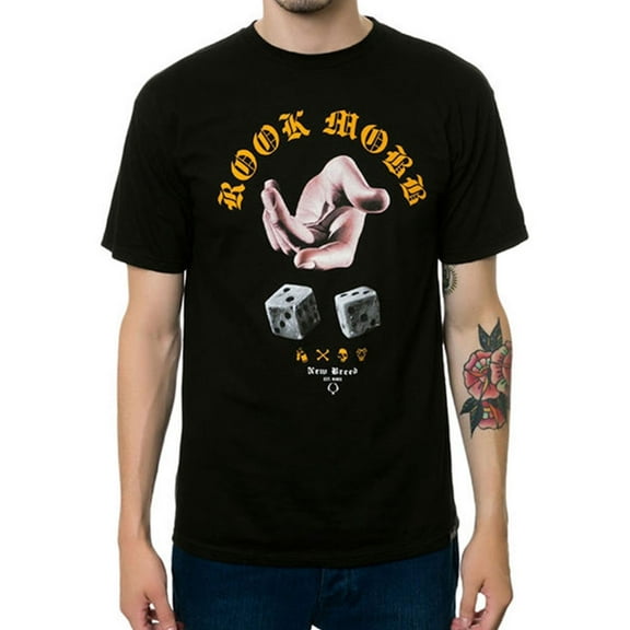 ROOK Mens The Throwin Bones Graphic T-Shirt, Black, Medium
