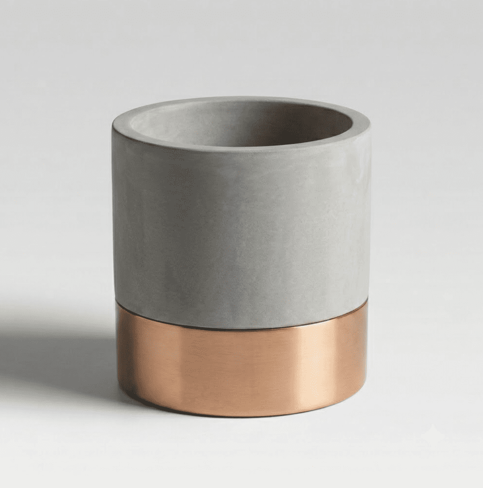 Room Starters Kitchen Utensil Holder Caddy for Countertop, Large, Concrete & Steel, Copper