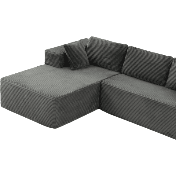 ROOMARK 104.3" L Shaped Sofa Modular, Corduroy Cloud Couches with Deep Seats &High-Back, Upholstered Couches for Living Room Bedroom with Chaise, No Assembly Required