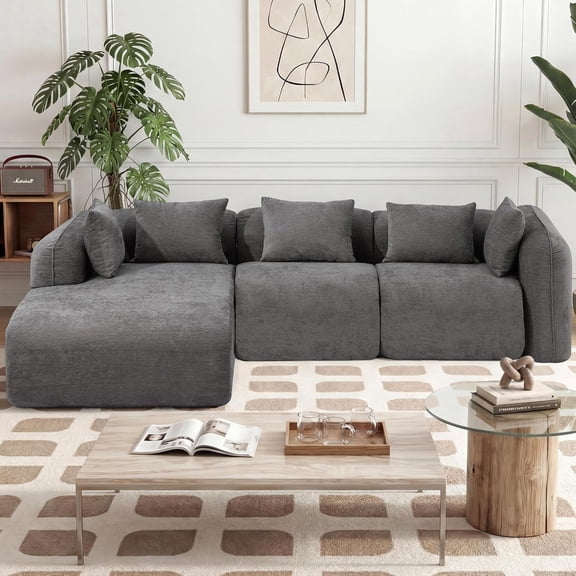 ROOMARK 105" Chenille Modular Sectional Sofa with Chaise, Cloud-Like Oversized L-Shaped Couch, Side Pockets, Easy Assembly for Living Room