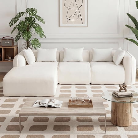 ROOMARK 105" Chenille Modular Sectional Sofa with Chaise, Cloud-Like Oversized L-Shaped Couch, Side Pockets, Easy Assembly for Living Room